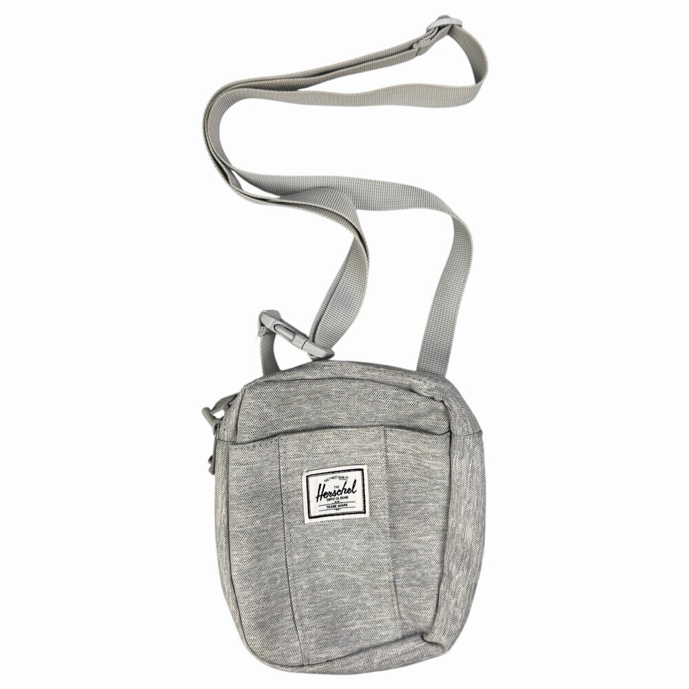 Herschel Crossbody Shoulder Bag Light Grey Canvas Small Adjustable Strap Clean